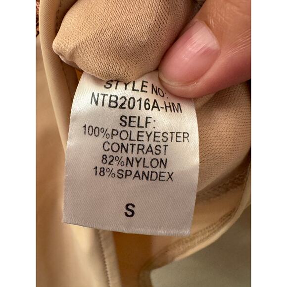 Rehab Rose Gold Sequin Long Sleeve Deep V-Neck Body Suit Size Small - Picture 9 of 9